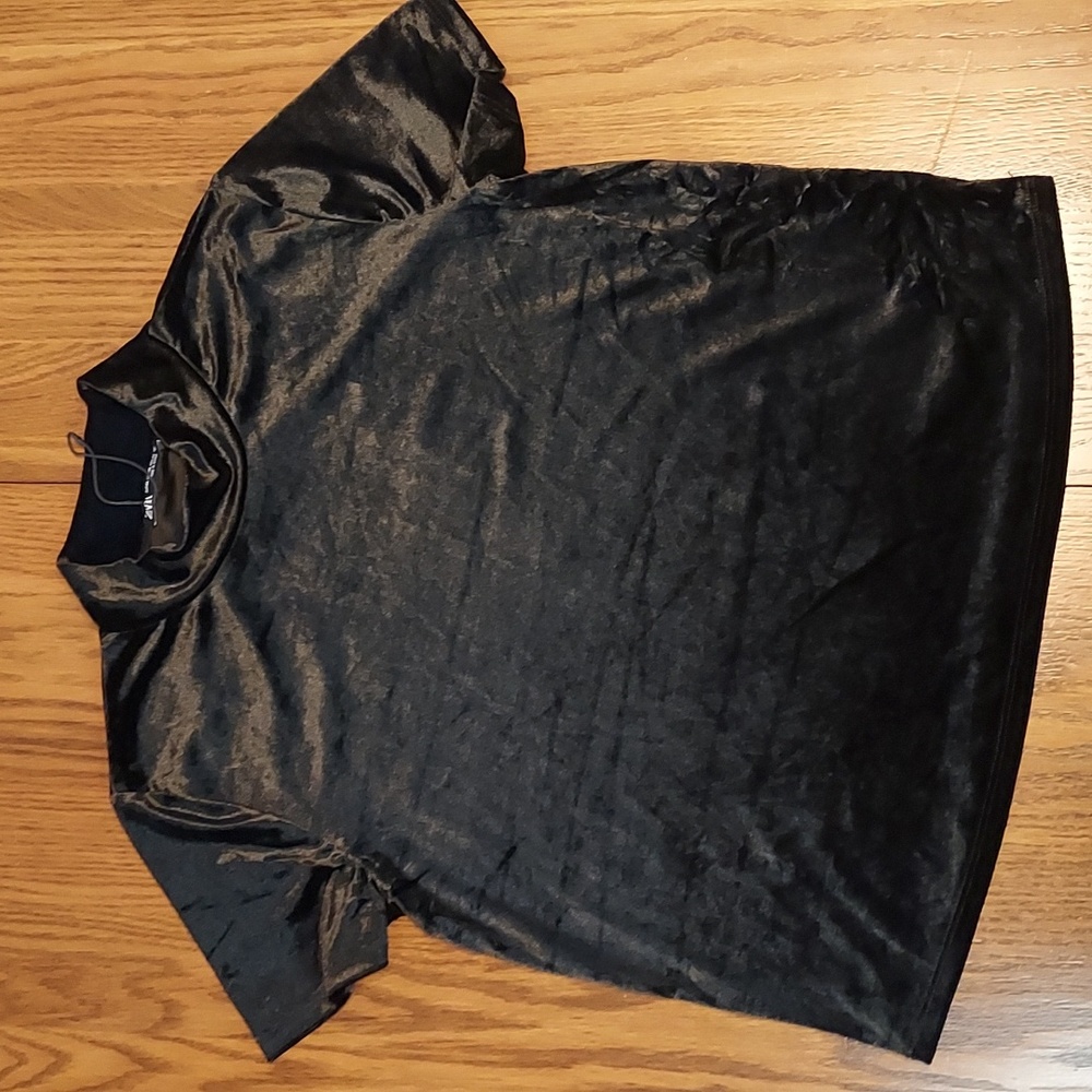 Zara Mock Turtleneck Velvet Short Sleeve Womens Size XL